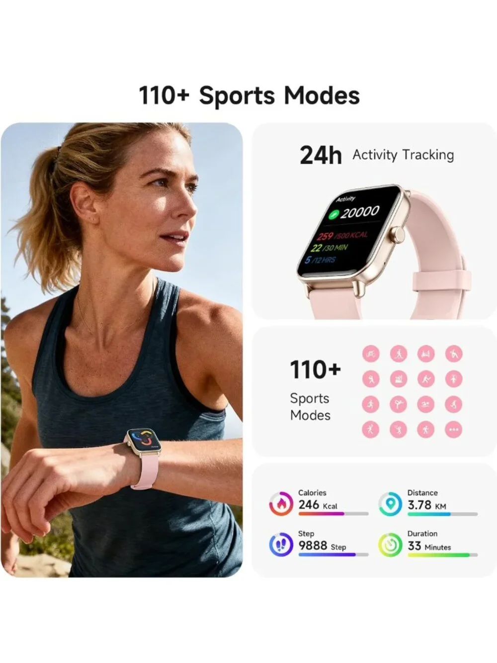Stylish Smart Watch for Women, 1.85'' AMOLED Display, Alexa Voice Control